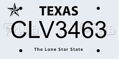 CLV3463 Texas License Plate