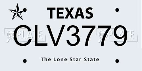 CLV3779 Texas License Plate