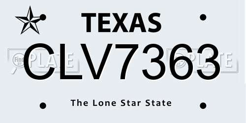 CLV7363 Texas License Plate