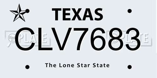 CLV7683 Texas License Plate