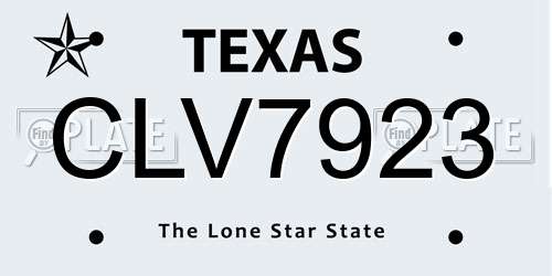 CLV7923 Texas License Plate