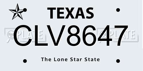 CLV8647 Texas License Plate