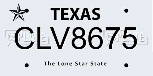 CLV8675 Texas License Plate
