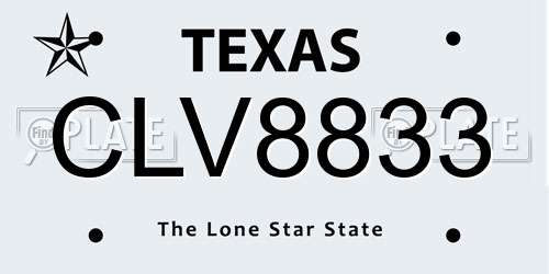 CLV8833 Texas License Plate