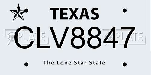 CLV8847 Texas License Plate