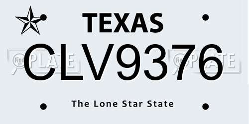 CLV9376 Texas License Plate
