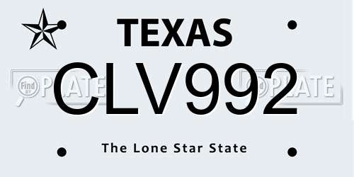 CLV992 Texas License Plate
