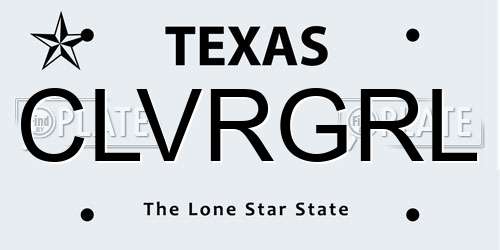 CLVRGRL Texas License Plate