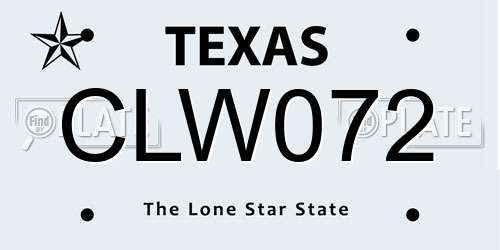 CLW072 Texas License Plate