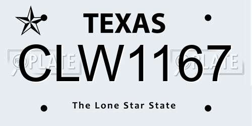 CLW1167 Texas License Plate
