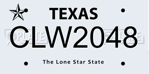 CLW2048 Texas License Plate