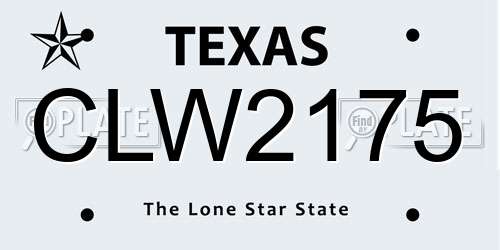 CLW2175 Texas License Plate