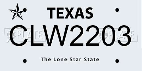 CLW2203 Texas License Plate