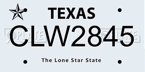 CLW2845 Texas License Plate