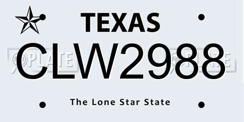 CLW2988 Texas License Plate