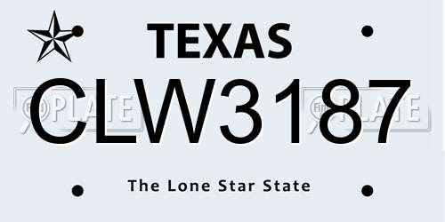 CLW3187 Texas License Plate