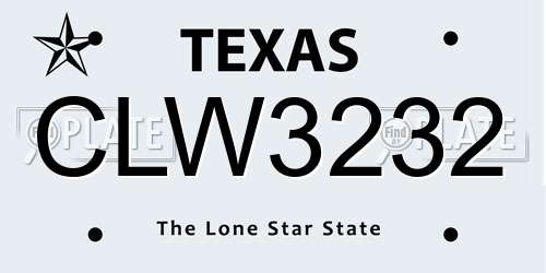 CLW3232 Texas License Plate