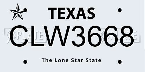 CLW3668 Texas License Plate