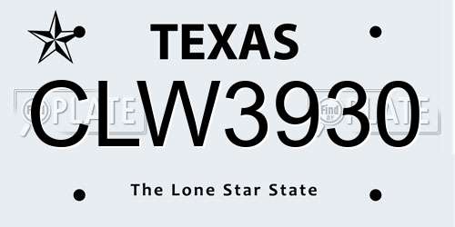 CLW3930 Texas License Plate