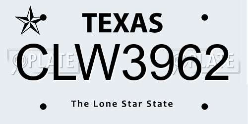 CLW3962 Texas License Plate