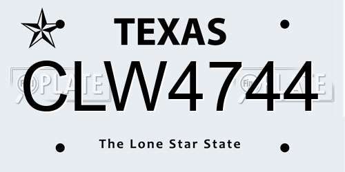 CLW4744 Texas License Plate