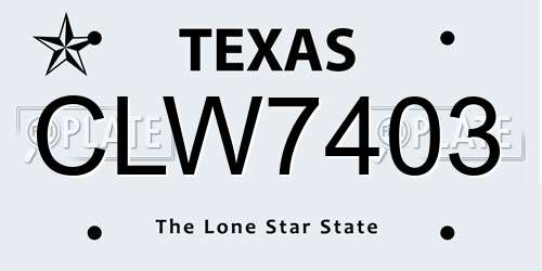 CLW7403 Texas License Plate
