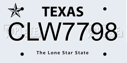 CLW7798 Texas License Plate