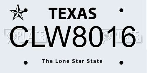 CLW8016 Texas License Plate