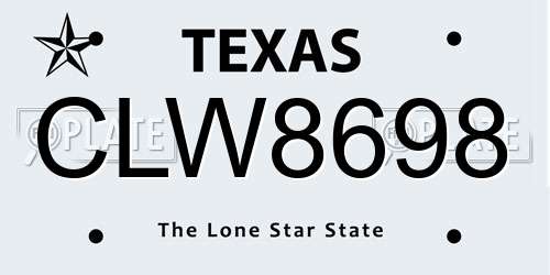 CLW8698 Texas License Plate