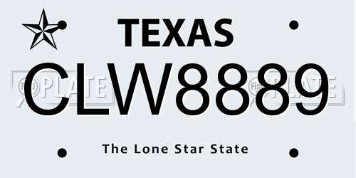 CLW8889 Texas License Plate