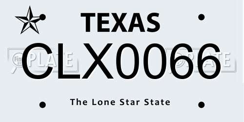 CLX0066 Texas License Plate