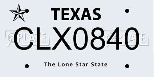 CLX0840 Texas License Plate