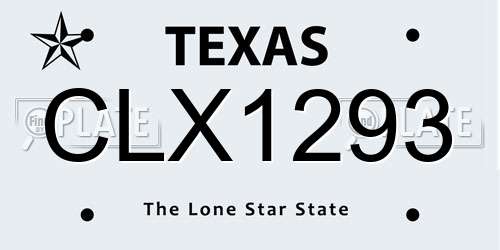 CLX1293 Texas License Plate