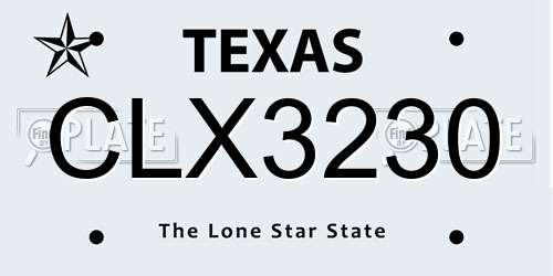 CLX3230 Texas License Plate