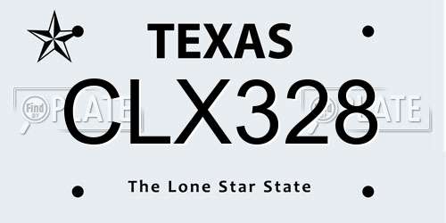 CLX328 Texas License Plate