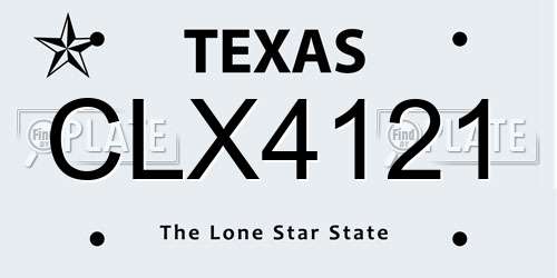 CLX4121 Texas License Plate