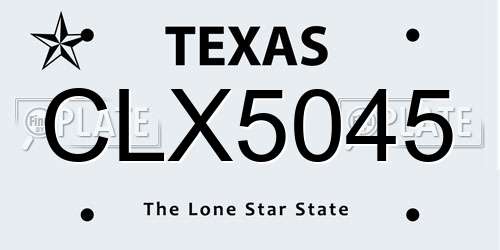 CLX5045 Texas License Plate