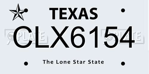 CLX6154 Texas License Plate