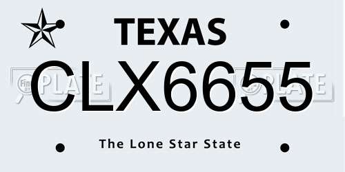 CLX6655 Texas License Plate