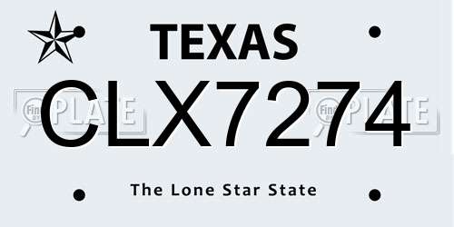 CLX7274 Texas License Plate