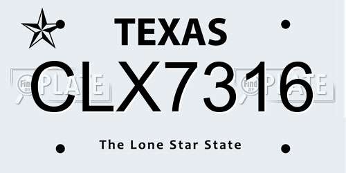 CLX7316 Texas License Plate