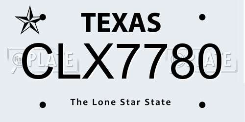 CLX7780 Texas License Plate