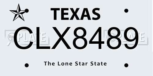 CLX8489 Texas License Plate
