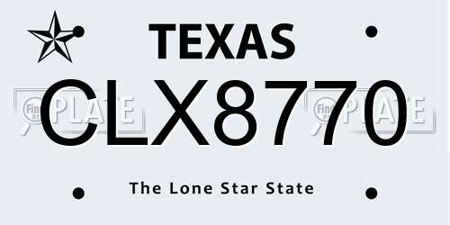 CLX8770 Texas License Plate