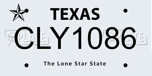 CLY1086 Texas License Plate