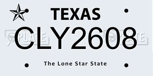 CLY2608 Texas License Plate