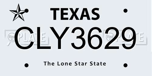 CLY3629 Texas License Plate