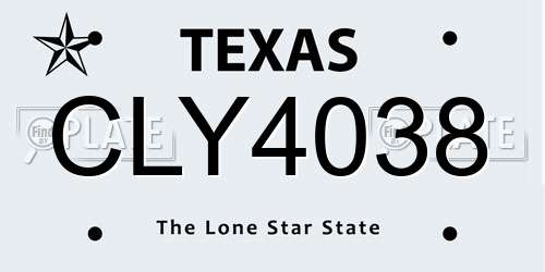 CLY4038 Texas License Plate