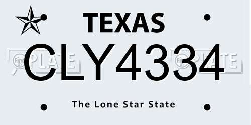 CLY4334 Texas License Plate