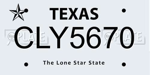 CLY5670 Texas License Plate